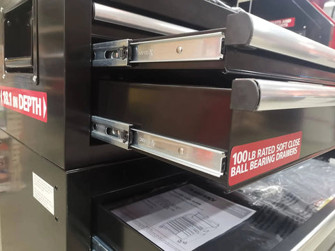 Side view of 20 Inch Double Spring Soft Close Drawer Slides 10 Pair Full Extension Ball Bearing 100 Lbs Capacity heavy duty hardware