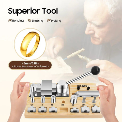 Pro Grade Ring Bender Tool Kit For DIY Jewelry Making With Dies, Metal Ring Bending Machine For Rings And Earrings