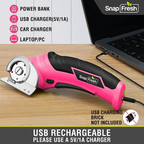Cordless Electric Scissors For Quick Unpacking And Crafting, featuring a rechargeable rotary blade and USB connectivity.