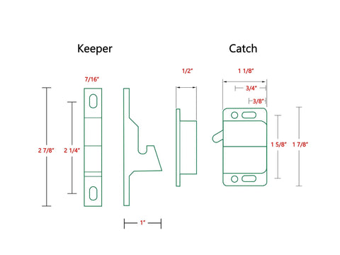 Diagram of 4 Pack RV Cabinet Door Latches And Catches Easy Install Push Latch For Cabinets In Trailers And Motorhomes.