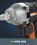 Close-up of Nitro WX272L.9 20V Power Share Cordless Half Inch Impact Wrench With Brushless Motor and three speed settings.