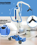 Electric Portable Patient Lift With Folding Design Ultra Lightweight About 70 Lb Frame 340 Lb Capacity Battery Powered Ideal For Home Care And Nursing Bed To Chair To Shower Or Car Transfers Travel Ready