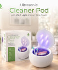 Compact Ultrasonic Cleaner Pod With Uv C Light And Smart One Touch Mode For Rapid Deep Washing of dental tools and jewelry.