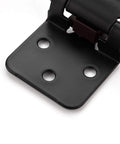 Close-up of Heavy Duty Slick Black Cabinet Hinges half inch full overlay showing mounting holes for easy installation.