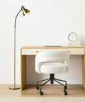 Dimmable Floor Lamp With Sturdy Base For Over Chair Reading, Tall Modern LED Standing Lamp For Living Room, Bedroom And Office, Brass Finish Dope