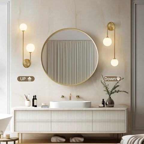 Dope Gold Double Ball Glass Wall Sconce Mid Century Modern Living Room Bedroom Hallway Light With Up Down Left Right Mount G9