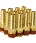 12 Pack Brass Air Hose Fittings Three Eighth Barb To One Quarter NPT Male Adapters With Sealant And 12 Clamps Barbed Gas Line