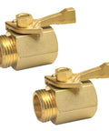2 Pack Solid Brass Garden Hose Shut Off Valves 3/4 Inch with extra washers, gate style valve, heavy duty build, ergonomic handle
