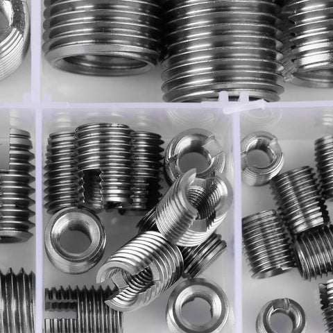 50 Pcs 302 Stainless Steel Inner Thread Self Tapping Thread Inserts Set For Metal Repair And Reinforcement in assorted sizes