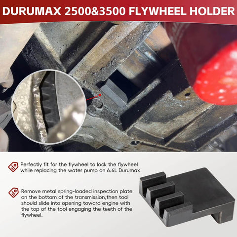 Installed Duramax Flywheel Locking Tool Kit with 36mm Harmonic Balancer Socket for 6.6L Diesel Engines on Allison Transmissions