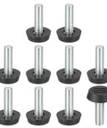 10 Pack Adjustable Furniture Levelers M8 X 25mm Thread Screw In Leveling Feet Glides For Tables Chairs Cabinets Patio Legs Heavy Duty Steel Core Black Wobble Free Setup shown from the front.