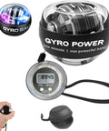 Gyro Ball Hand Exerciser With Counter And Auto Start Gyro, Wrist And Forearm Strengthener For Quick Arm Workouts, LED Lights And Colorful Display, Portable Grip Trainer For Strength, Endurance, And Real Fast Gains, handheld with counter and wrist strap