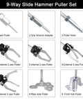 9 Way Slide Hammer Puller Set With Internal And External Jaws For Bearings Gears And Seals, Axle And Hub Removal Tool Kit