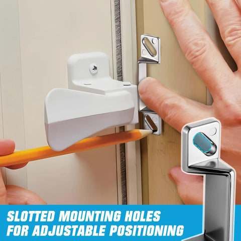 Installation of Durable Screen Door Latch Replacement Kit Compatible With Prime-Line K5148 showing positioning with pencil guide.