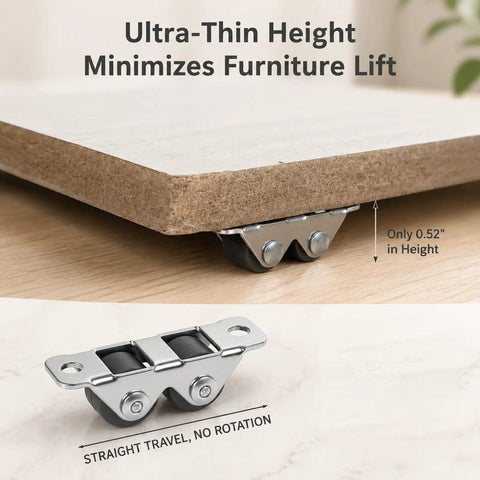 Mini Fixed Drawer Rubber Caster Wheels Featuring A Slick Low Profile Build That Rolls Smooth As Butter And Stays Dead Steady For Zero Drama Furniture Glide Every Time, showcasing 0.52 inch height.