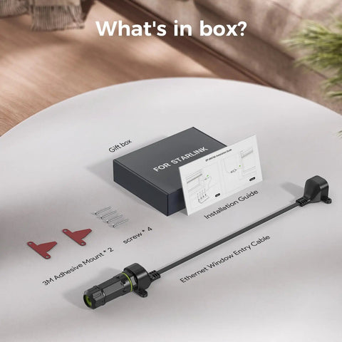 Ultra-Thin Flat Ethernet Cable No Drill RJ45 Extension Cord with installation guide and accessories in a gift box.