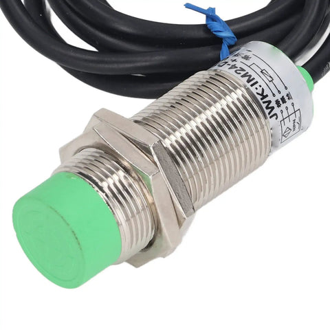 Close-up of a sensor from 5 Piece Inductive Proximity Sensor Switch Kit NPN IP65 Aluminum Alloy For Industrial Machinery Automation
