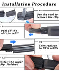 Installation guide for Top Shelf Hella Durable 4 Pack Frameless Windshield Wiper Blade Refills Easy Install All Season Natural Rubber.