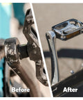 Before and after using Black Bike Crank Boot Protectors, 4 Pack Silicone Crankset Guards Fit 135mm to 178mm Universal for MTB