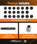BMW Compatible Wheel Lock Nut Key Kit 22 Piece Pro Grade Heavy Duty Anti Theft Lug Nut Tool Set With 20 Socket Heads 041 To 060
