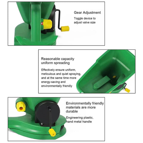 Effortless Hand Crank Seed Spreader 1.5L For Garden And Lawn with gear adjustment and environmentally friendly materials