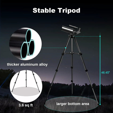Compact Catadioptric Telescope With 60mm Aperture And 830mm Focal Length For Adults on sturdy aluminum tripod, easy setup