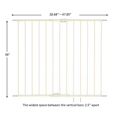 Tall Easy Swing and Lock Baby Gate Series 2 Hardware Mounted Metal Safety Gate with measurements 28.68 to 47.85 inches wide, 36 inches tall