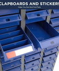 Front view of 100 Drawer Tool Storage Cabinet For Bolt And Nut Organization With Pro Grade Durable ABS Drawers showing open labeled drawers.