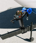 Boat Trailer Winch Post With Bow Stop Roller, 1200 Lb Winch Included, Heavy Duty Adjustable Up Down Stand For Stable Secure Boat Hauls, Marine Trailer Accessory For Easy Load And Safe Tie Down Built Tough mounted on trailer tongue