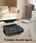 LUGGEX black foldable travel duffel bag with wheels, collapsed, front view