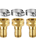 3 Piece Aluminum Female Thread Shank Hose Menders Kit With Aluminum Clamps And Copper Fittings For 5 By 8 And 3 By 4 Inch Standard Garden Hoses, Heavy Duty Leakproof Repair Set For Hoses And Attachments