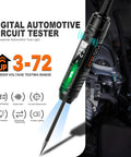 3-72V DC Automotive Test Light Bidirectional Volt Circuit Tester For Car Electrical Troubleshooting, Wider Voltage Range To Check Headlights, Taillights, Fuses, Batteries And Circuits Today. Black handheld digital car circuit tester with LED display