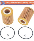 Mercedes Benz 2 Pack Oil Filter Compatible With Freightliner Jeep Dodge Vehicles 2007-2021 with O-rings displayed