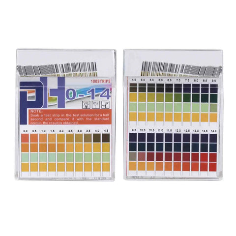 Ultra Accurate pH Test Strips 0-14 With 0.5 Precision, 100 Strips Litmus Paper color chart and packaging