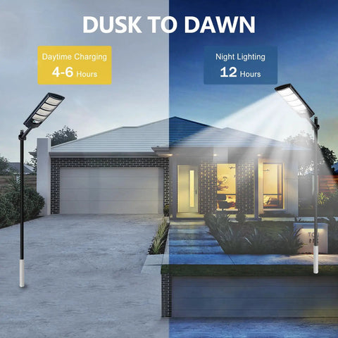 Outdoor Solar Flood Lights With Motion Sensor And Remote Control Waterproof Dusk To Dawn Led Street Lights illuminating house