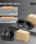 Set Of 4 All Terrain ATV UTV Tires 25x8-12 Front And 25x10-12 Rear Tubeless 6 Ply Heavy Duty next to two cardboard boxes