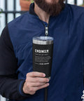 Engineer Definition Funny Drinkware For Engineers And Students Newly Licensed Passers Vacuum Insulated Tumbler held by a person