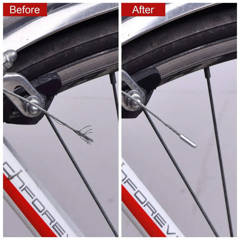 Comparison of bike wheel before and after using 10 Pcs Stainless Steel Shifter Cables For Bikes 2M Length Replaceable Derailleur Cables MTB.