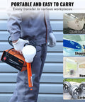 Person holding Vevor 50Kv Electrostatic Powder Coating Kit with Foot Switch and Spray Gun for Home DIY Projects.