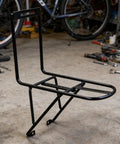 Beefy Front Fork Cargo Rack With Protection Rails For Bikepacking And Commuting Heavy Duty Steel Three Point Mounting