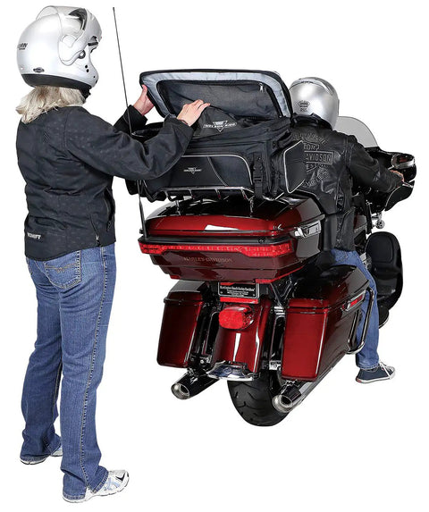 Route 1 Traveler Tour Trunk Bag For Motorcycles Ride Ready With UltraMax Fade Resistant Fabric And Lifetime Warranty on Harley