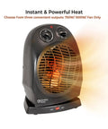 Oscillating Space Heater With Adjustable Thermostat, Desktop Portable 1500W, showing front view with fan-forced heat and controls.