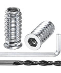 30 Pack Wood Threaded Inserts 1/4-20 Hex Drive Nuts Silver Tone For Furniture Cabinets Desks Tables And Chairs Beef Up Wood Joints