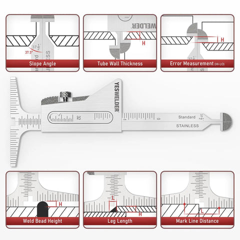 Hi Lo Welding Gauge For Pipe Fit Up, Stainless Steel Alignment Tool With Standard And Metric Scales, 32mm Gap And 37.5 Degree Bevel