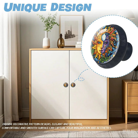 Crystal Sun And Moon Round Cabinet Knobs For Drawers And Cabinets Glass Mushroom Style Pulls in a room setting