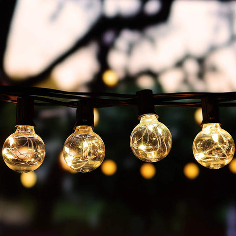 Outdoor String Lights 50 Ft Waterproof With 50 Plus 2 Shatterproof G40 LED Bulbs Color Changing Dimmable Remote Controlled Connectable Patio Lights For Pergola Backyard Party Easy Install