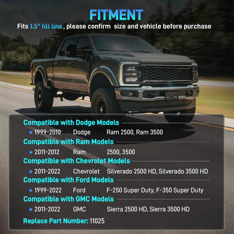 Diesel Gravity Fueled Auxiliary Fuel Tank Installation Kit For Heavy Duty Trucks With Compatibility List Displayed