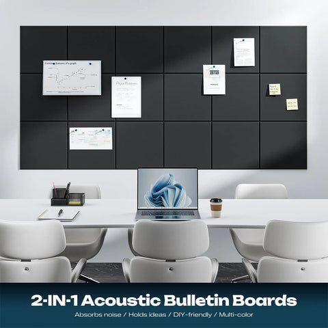 Snag These 12 Pack Acoustic Wall Panels With Self Adhesive Backing 12 By 12 By 0.4 Inch Sound Proof Foam Tiles In Sleek Black for office use.