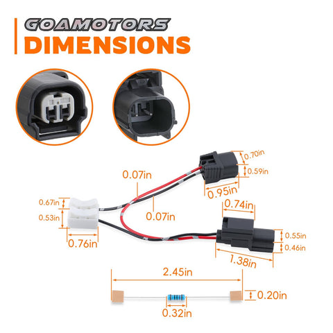 VCM Muzzler Harness Disable Kit for Honda Odyssey Ridgeline Accord Pilot and Acura 3.5L V6 dimensions and connectors