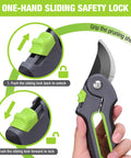 Bypass Pruning Shears 8 Inch Garden Scissors With Dual Opening For Thin And Thick Branches SK5 Steel Blades Nonstick Coated